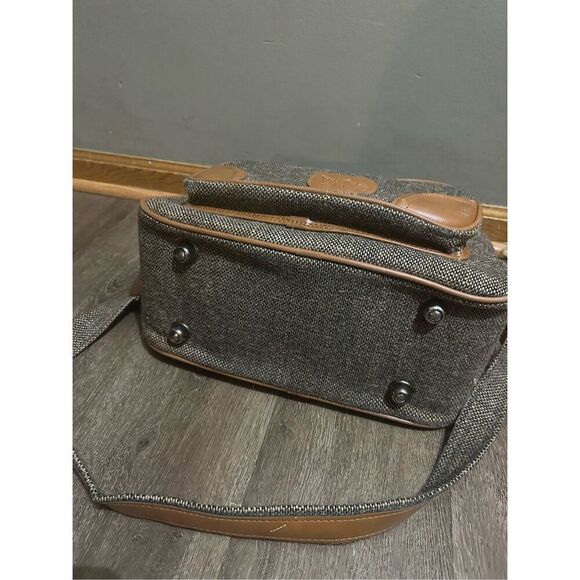 Vintage Pierre Cardin Brown Tweed Carry-On Shoulder Bag Strap Weekend Travel - Picture 7 of 15